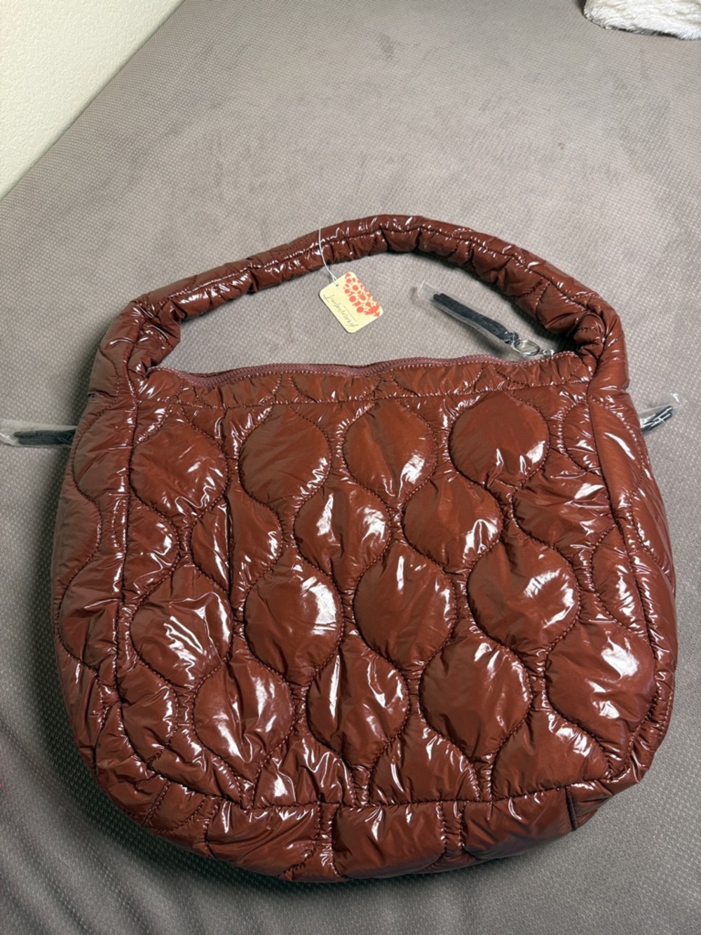 FP Movement by Free People Quilted Puffer Hobo Bag in Chestnut Brown